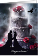 Halloween Wedding with Gothic Cake and Wedding Couple Customizable card