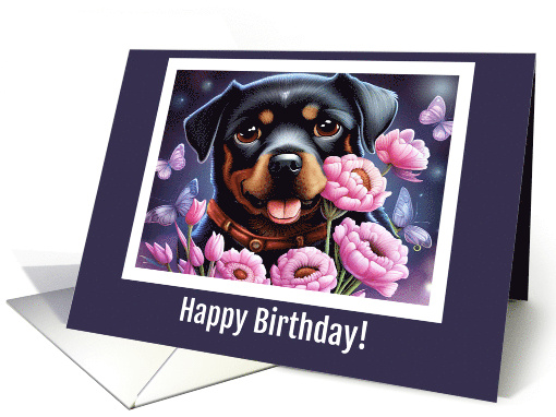 Happy Birthday Darling Rottweiler Puppy in the Flowers... (1784680)