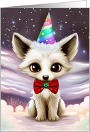 Happy Birthday Darling Wolf Pup with Party Hat and Bow Tie Cute card