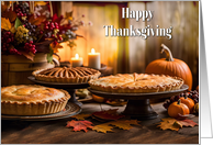 Happy Thanksgiving Desserts and Pies with Candles Leaves card