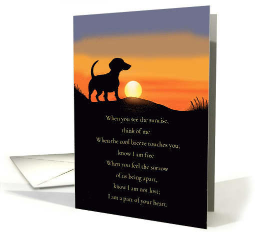 Dog Sympathy with Poem Cute Dauchsand in a Sunrise card (1785410)