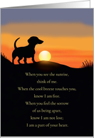 Dog Sympathy with Poem Cute Dauchsand in a Sunrise card
