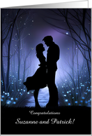 Engagement Congratulations Custom Names Couple in Moonlight card