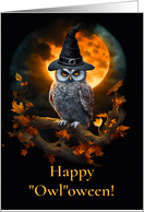 Halloween with Owl and Moon General Happy Halloween card