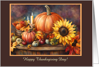 Thanksgiving Day General Custom Text with Fall Colors Pumpkins Flower card