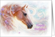 Horse and Flowers Butterfly Spirit Timeless Pretty Flowing Mane card