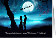 Wedding on Christmas with Couple in Moonlight Customizable Text card