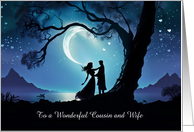 Cousin and Wife Congratulations Wedding Day Couple Moonlight Custom card