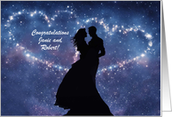 Congratulations Engagement Couple Faux Sparkle Stars Custom Names card