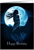 Birthday Beautiful Ethnic Native Spirit Woman in the Moonlight card