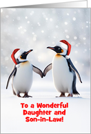 Daughter and Son in Law Cute Penguins in the Snow Customizable card