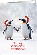 Boyfriend Happy Holidays Christmas Love with Cute Penguins Custom card