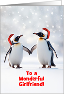 Girlfriend Christmas Happy Holidays Cute Couple of Penguins Custom card