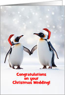 Congratulations Christmas Holiday Wedding Custom Text 2 Penguins card