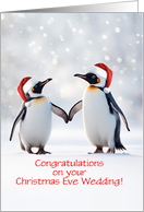 Congratulations Christmas Eve Holiday Wedding Custom Text 2 Penguins card