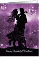 Husband Valentines Day with Silhouetted Couple Hearts Cute Custom card