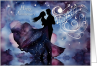 Anniversary for Spouse Love Couple Dancing with Musical Notes Romance card