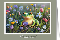 Thank You Cute Toad Frog in Flowers You Are Awesome card