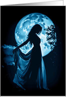 Birthday Wicca Inspired Beautiful Lady and Moon Silhouetted Mystical card