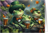 St Patricks Day with Toads Frogs and Beers Funny and Cute card