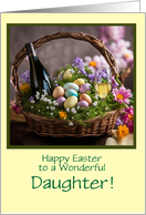 Daughter Happy Easter Funny with Wine and Easter Basket Customizable card