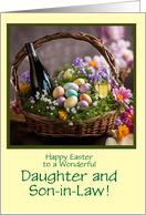 Daughter and Son in Law Cute and Funny Easter Basket Wine Customize card