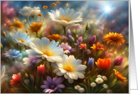 Spring Equinox Ostara Beautiful Spring Fantasy Flowers Blessings card