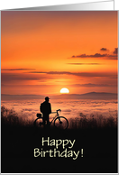 Birthday Bicycle Bicyclist Cycling Enjoying Outdoors Sunset Custom card