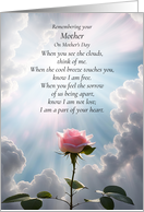 Mothers Day Sympathy In Remembrance with Spiritual Poem and Pink Rose card