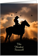 Horse Sympathy Country Western Cowgirl and Horse Sunset Custom card