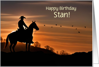 Happy Birthday Custom Name Country Western Cowboy and Horse Custom card