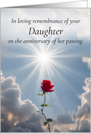 Anniversary of Death Remembrance Memorial for Daughter Clouds Rose card