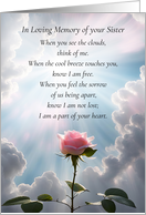 Sister Sympathy with Pink Rose and Clouds Spiritual Inspired Poem card