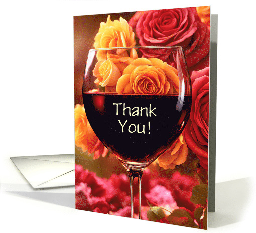 Thank You Wine and Flowers Customizable Cover Text card (1825942)