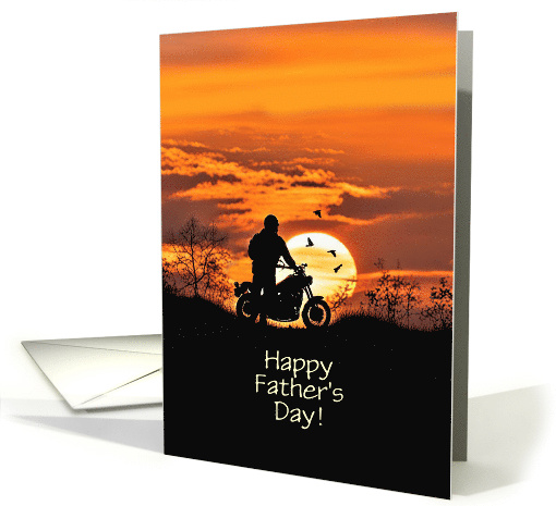 Fathers Day Motorcycle and Rider in the Sunset Customizable card