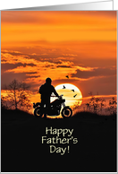 Fathers Day Motorcycle and Rider in the Sunset Customizable card