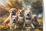 Thinking of You Cute Dogs All Breeds Flowers Butterflies and Bow Ties card