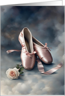 Ballet Toe Shoes with Rose Artistic Beautiful Blank Any Occasion card