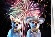 Cinco de Mayo with Cute Chihuahuas All Dressed Up Fireworks card