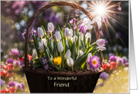 Friend Happy Mothers Day Basket of Pretty Flowers Customizable card