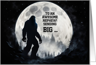 Nephew Birthday with Big Foot and Moon Funny Customizable card
