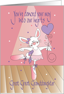 Hand Lettered Birthday for Great Great Granddaughter Bunny Ballet card