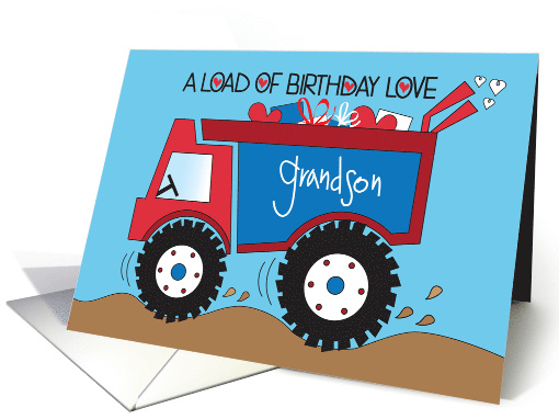 Birthday for Grandson Red and Blue Dump Truck Load of... (1772374)