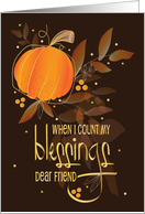 Hand Lettered Thanksgiving for Friend Blessings Leaves & Pumpkin card