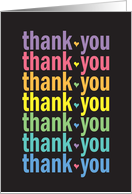 Thank You with Repeating Pattern of Rainbow Colors and Heart Accents card