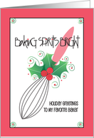 Hand Lettered Baking Spirits Bright Holly Decorated Whisk for Baker card