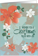 Hand Lettered Christmas Red and White Poinsettia Card Filled with Joy card