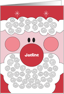 Christmas for Granddaughter Large Santa Face with Custom Name Nose card