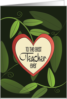 Hand Lettered Apple on Vine Thank You to Best Teacher Ever card