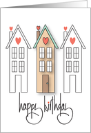 Hand Lettered Birthday from Realtor Trio of Tall Homes with Hearts card